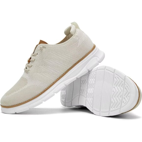 ⚡Men's X1-Beige Mesh Oxfords Lace-Up Lightweight Casual Walking Driving Sneakers - Picture 7 of 7